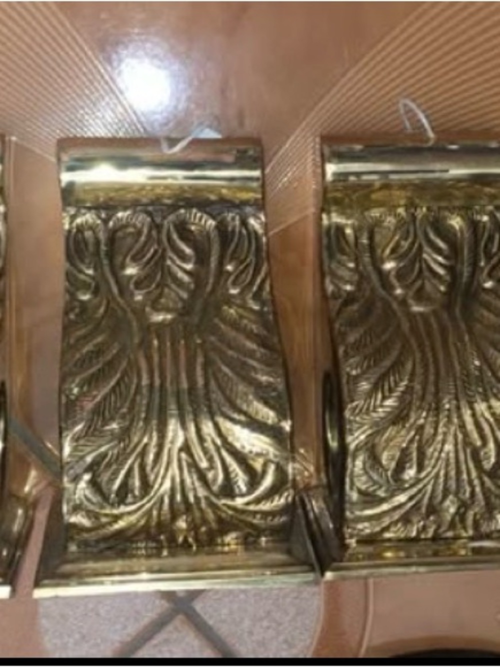 Ornate Brass Wall Sconces Pair - Gold Tone Decorative
